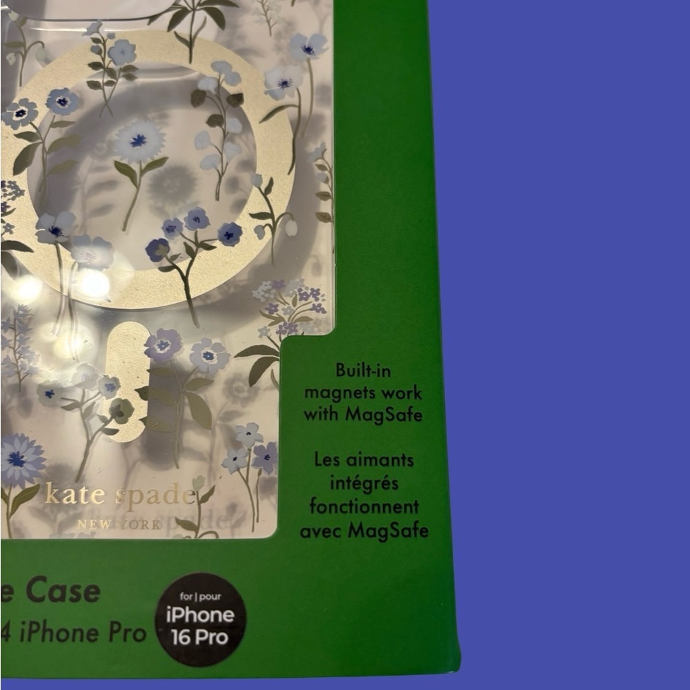 kate spade Clear Floral iPhone Case with Blue and gray floral design. - Picture 5 of 7